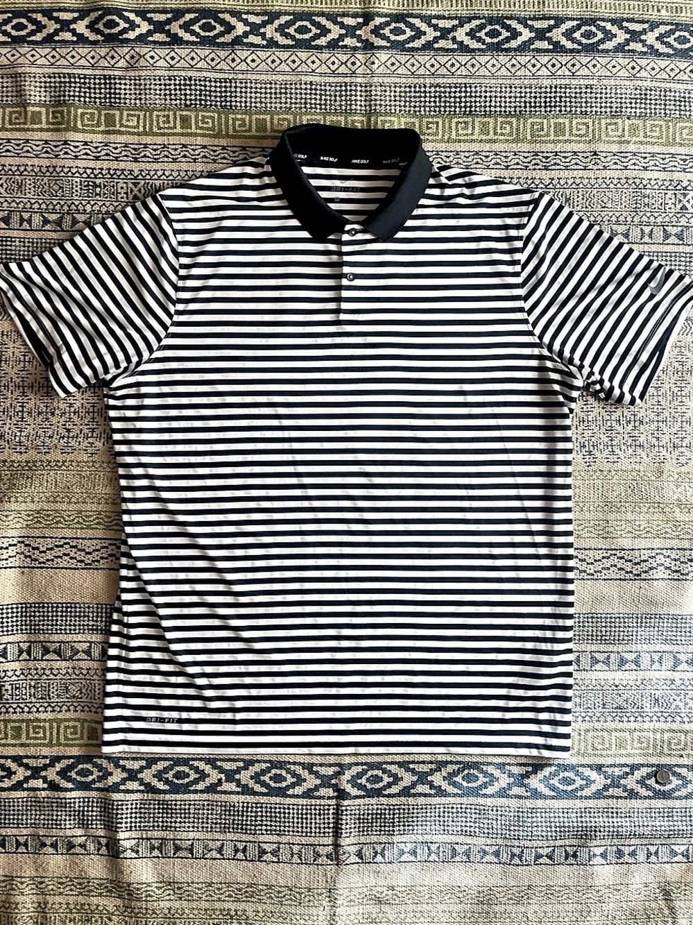 Nike Dri-FIT GolfStriped Short Sleeve Tee Black & White XL